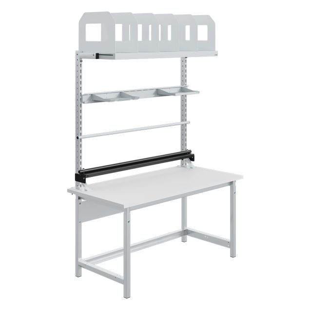 Verstelbare werkbank met rail Sofame laminaat 30mm 1500x750x770-1050 mm 300kg Grijs