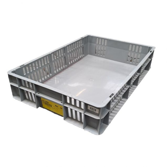 Gebruikte kunststof stapelbak, magazijnbak 600x400x120 mm (lxbxh) grijs