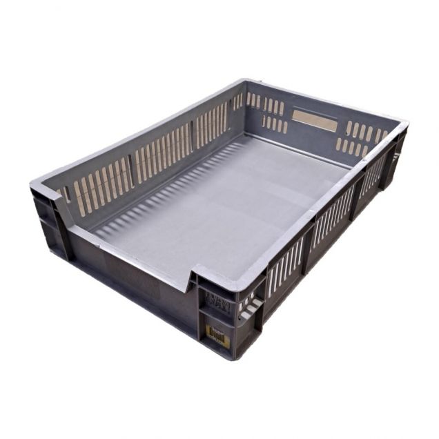 Gebruikte magazijnbak, stapelbak 600x400x140 mm (lxbxh) grijs