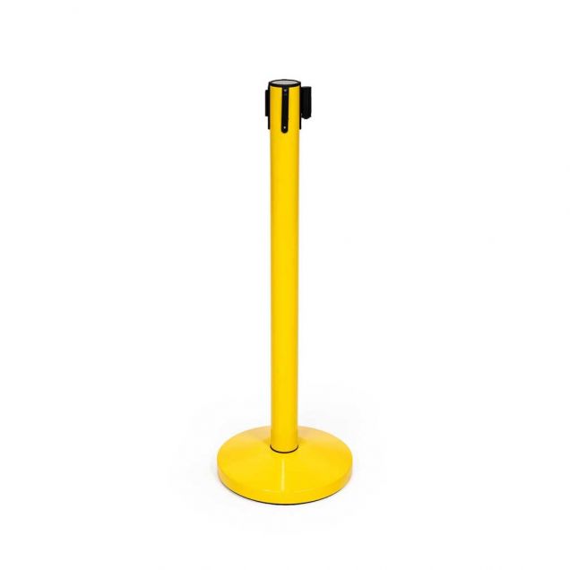 Afzetpaal geel met veiligheidstrekband geel/zwart