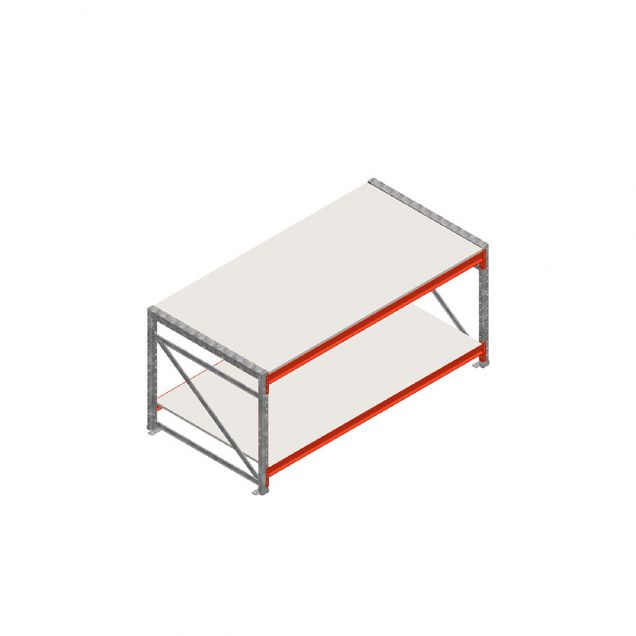 Werktafel grootvakstelling dubbellaags beginsectie 1965x1000x900 mm (lxdxh) frames niet voorgemonteerd