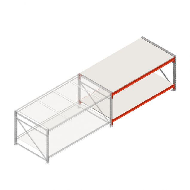 Werktafel grootvakstelling dubbellaags aanbouwsectie 1905x1000x900 mm (lxdxh) frames niet voorgemonteerd