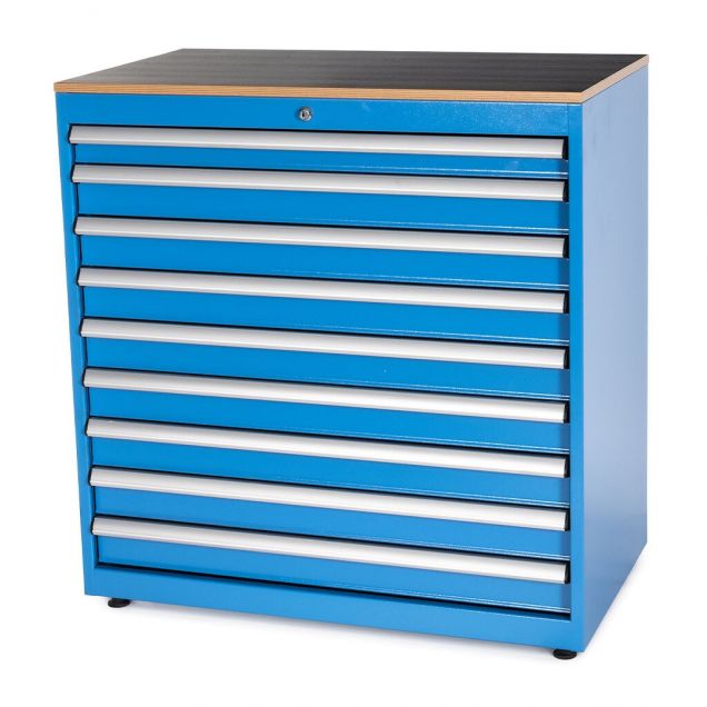 Gereedschapskast met 9 laden 1048x1010x570 mm (hxbxd) blauw