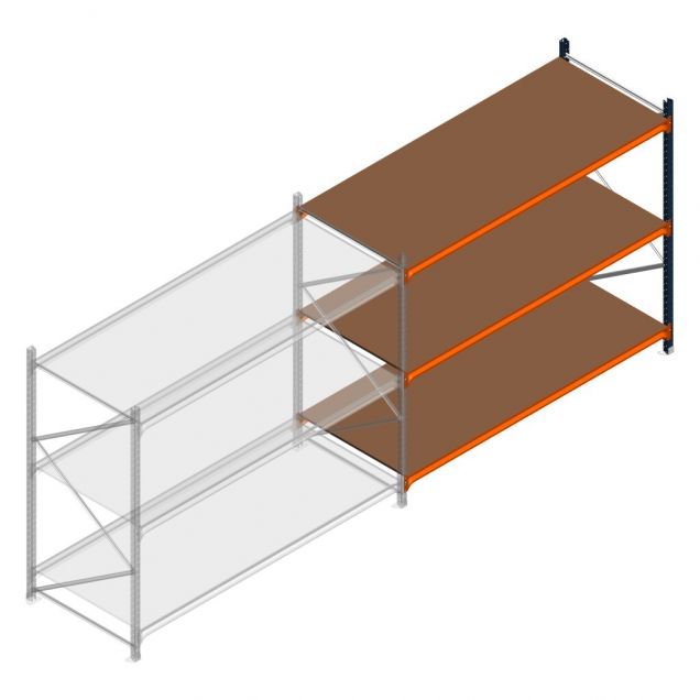 Grootvakstelling Kimer 2000x2400x1000 mm (hxbxd) 3 niveaus aanbouwsectie met voorgemonteerde frames