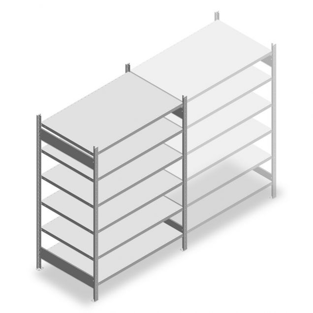 Legbordstelling Heavy Duty 2000x1300x800mm (hxbxd) 6 niveaus 150 kg beginsectie