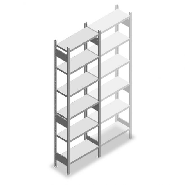 Legbordstelling Heavy Duty 2500x750x300mm (hxbxd) 6 niveaus 150 kg beginsectie