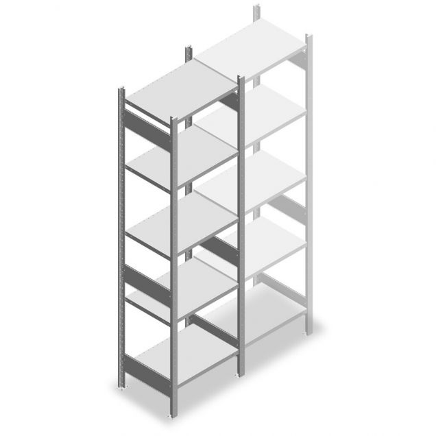 Legbordstelling Heavy Duty 2500x750x500mm (hxbxd) 5 niveaus 150 kg beginsectie