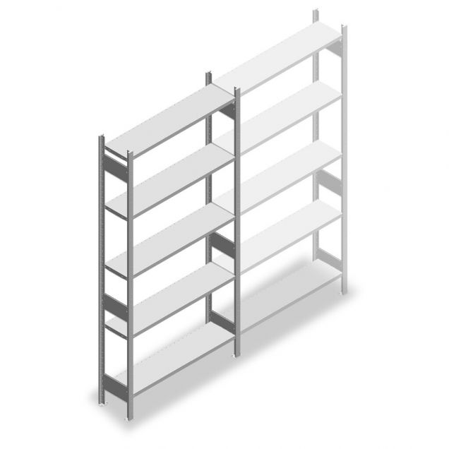 Legbordstelling Heavy Duty 2500x1300x300mm (hxbxd) 5 niveaus 150 kg beginsectie