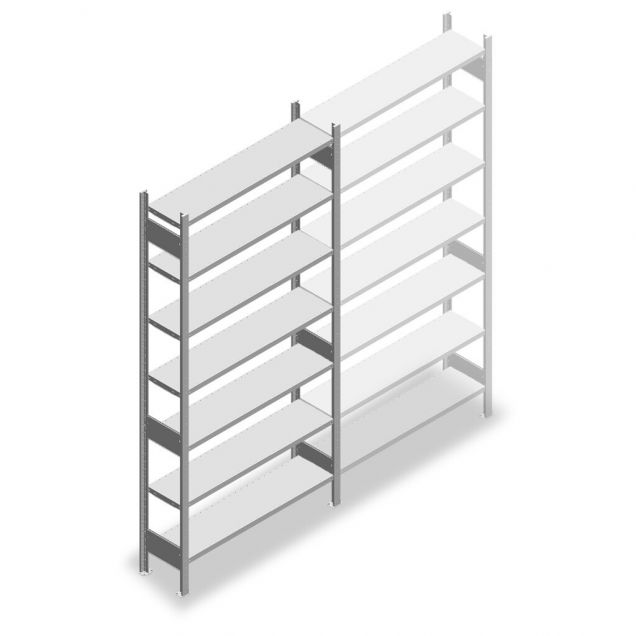 Legbordstelling Heavy Duty 2500x1300x300mm (hxbxd) 7 niveaus 150 kg beginsectie