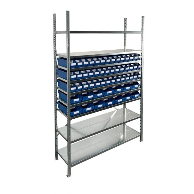 Bakkenkast 2.000x1.150x400mm met 56 bakken / 224 posities Blauw