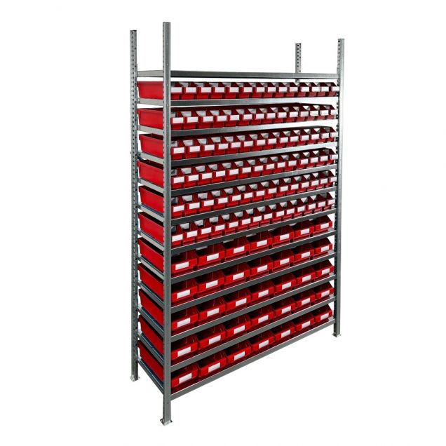Bakkenkast 2.000x1.150x400mm met 119 bakken / 476 posities Rood