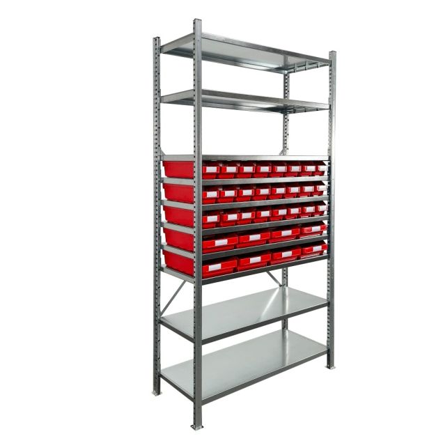 Bakkenkast 2.000x1.000x400mm met 32 bakken / 128 posities Rood