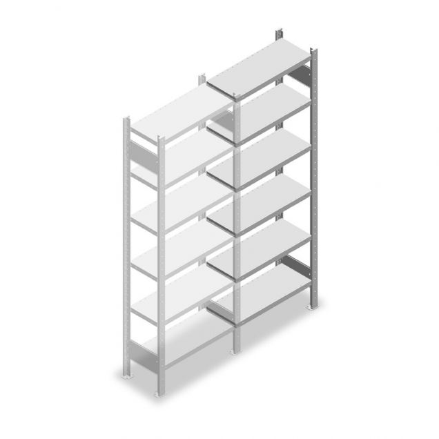 Legbordstelling Heavy Duty 2000x750x300mm (hxbxd) 6 niveaus 150 kg aanbouwsectie