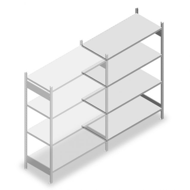 Legbordstelling Heavy Duty 2000x1300x600mm (hxbxd) 4 niveaus 150 kg aanbouwsectie