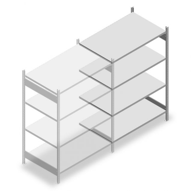 Legbordstelling Heavy Duty 2000x1300x800mm (hxbxd) 4 niveaus 150 kg aanbouwsectie