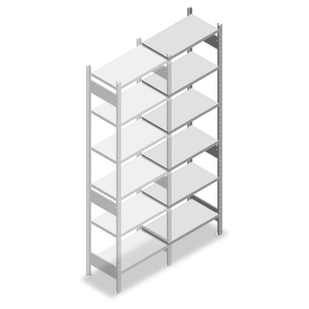 Legbordstelling Heavy Duty 2500x750x400mm (hxbxd) 6 niveaus 150 kg aanbouwsectie