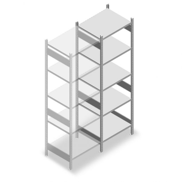 Legbordstelling Heavy Duty 2500x750x600mm (hxbxd) 5 niveaus 150 kg aanbouwsectie