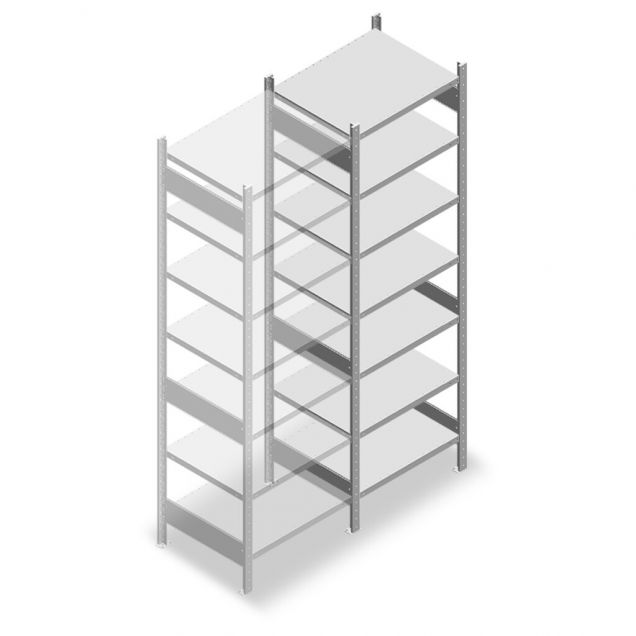 Legbordstelling Heavy Duty 2500x750x600mm (hxbxd) 7 niveaus 150 kg aanbouwsectie