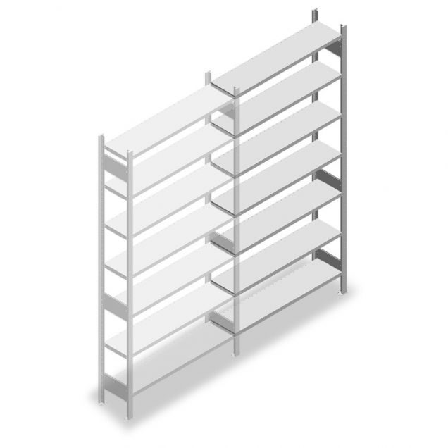 Legbordstelling Heavy Duty 2500x1300x300mm (hxbxd) 7 niveaus 150 kg aanbouwsectie