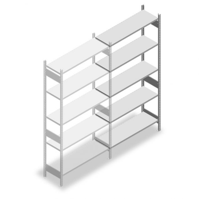 Legbordstelling Heavy Duty 2500x1300x400mm (hxbxd) 5 niveaus 150 kg aanbouwsectie