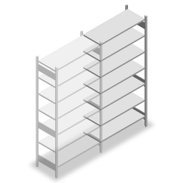 Legbordstelling Heavy Duty 2500x1300x500mm (hxbxd) 7 niveaus 150 kg aanbouwsectie