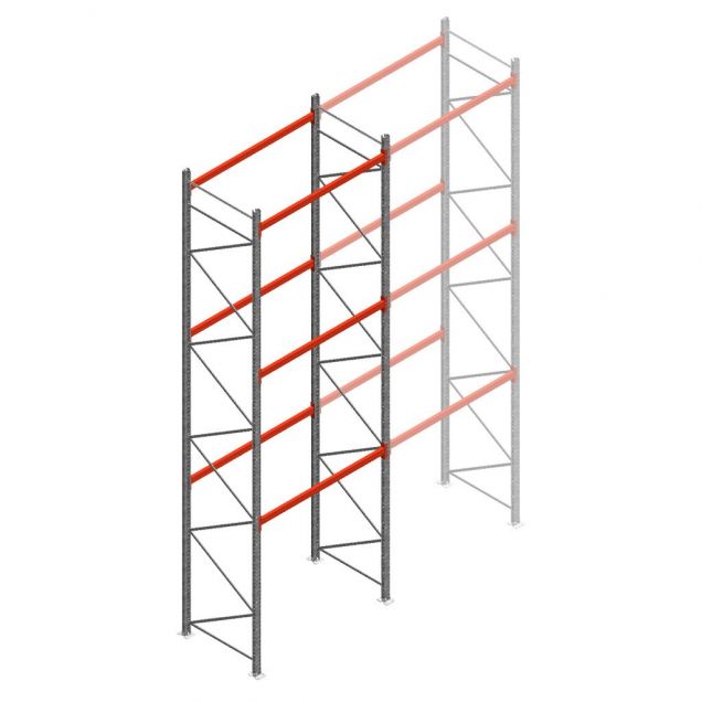 Palletstelling AR T2 6000x1850x1100mm (hxbxd) 3 niveaus 2530kg/niv beginsectie met voorgemonteerde frames