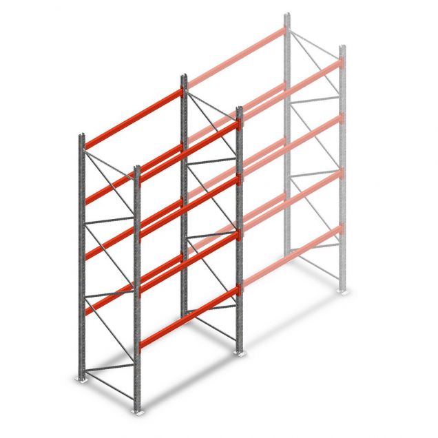 Palletstelling AR T2 4000x1850x1100mm (hxbxd) 4 niveaus 2530kg/niv beginsectie met voorgemonteerde frames