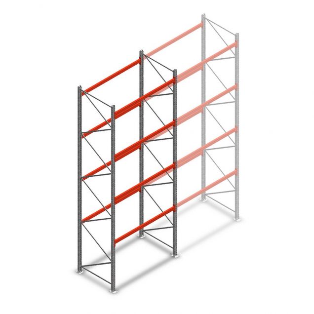 Palletstelling AR T2 5000x1850x1100mm (hxbxd) 4 niveaus 2530kg/niv beginsectie met voorgemonteerde frames