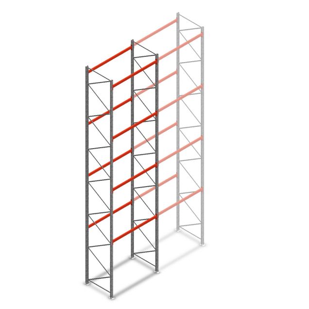 Palletstelling AR T2 8000x1850x1100mm (hxbxd) 4 niveaus 2530kg/niv beginsectie met voorgemonteerde frames