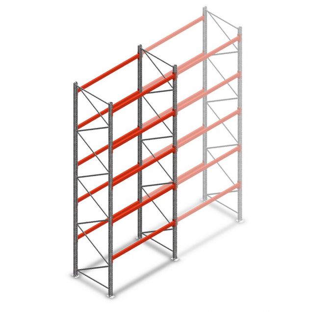 Palletstelling AR T2 5000x1850x1100mm (hxbxd) 5 niveaus 2530kg/niv beginsectie met voorgemonteerde frames
