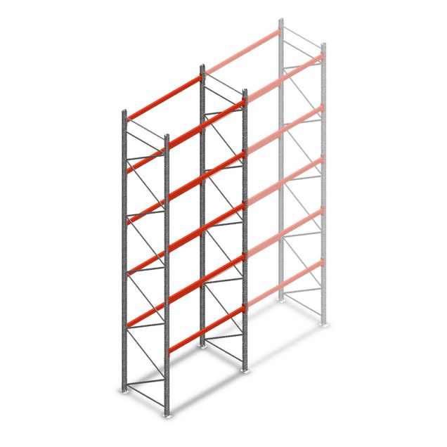 Palletstelling AR T2 6000x1850x1100mm (hxbxd) 5 niveaus 2530kg/niv beginsectie met voorgemonteerde frames