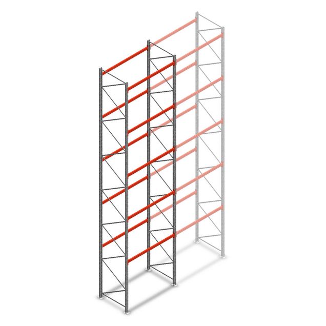 Palletstelling AR T2 8000x1850x1100mm (hxbxd) 5 niveaus 2530kg/niv beginsectie met voorgemonteerde frames