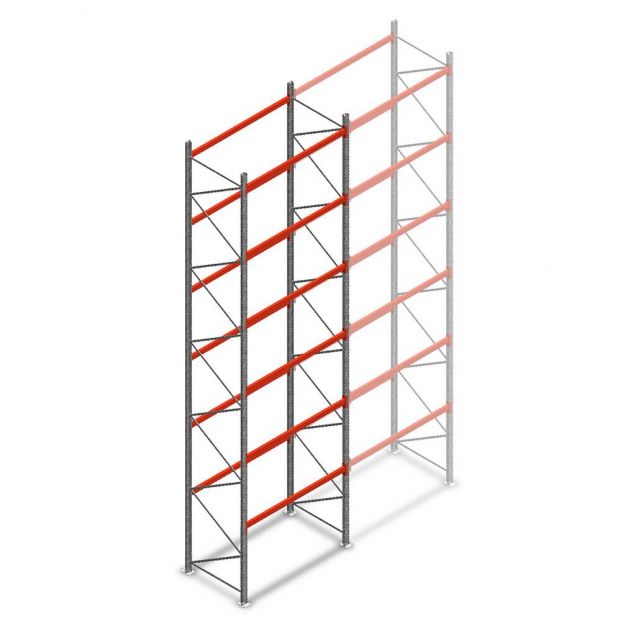 Palletstelling AR T2 7000x1850x1100mm (hxbxd) 6 niveaus 2530kg/niv beginsectie