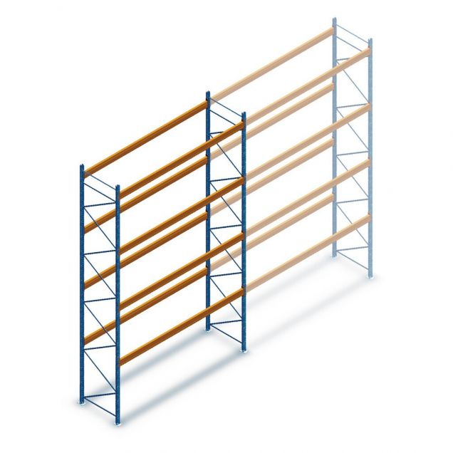 Gebruikte JH MPB palletstelling 6400x3600x1100 mm (hxbxd) 4 niveaus beginsectie