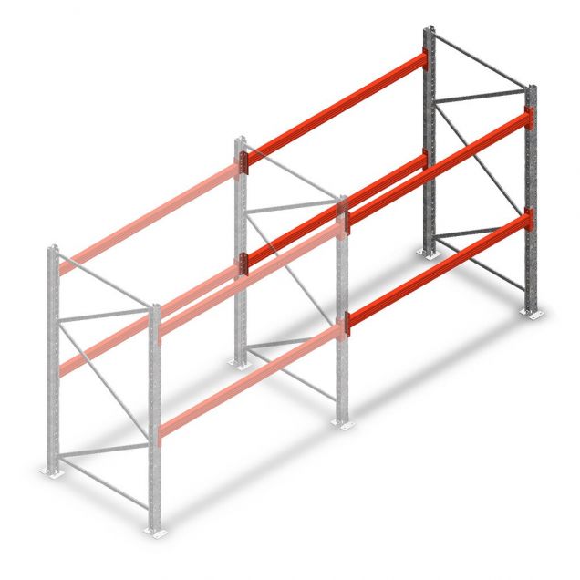 Palletstelling AR T2 2000x1850x1100mm (hxbxd) 2 niveaus 2530kg/niv aanbouwsectie met voorgemonteerde frames