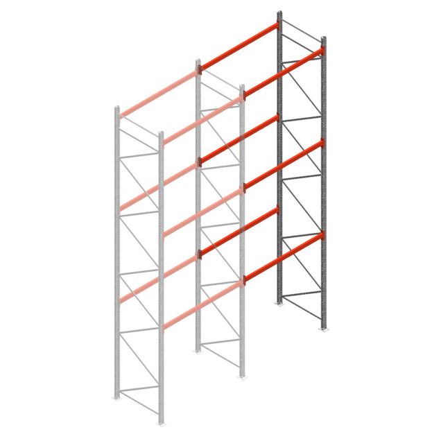 Palletstelling AR T2 6000x1850x1100mm (hxbxd) 3 niveaus 2530kg/niv aanbouwsectie met voorgemonteerde frames