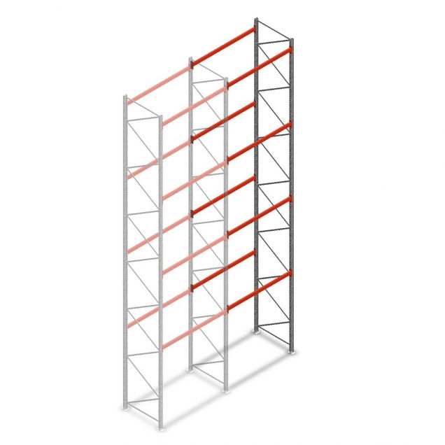 Palletstelling AR T2 8000x1850x1100mm (hxbxd) 4 niveaus 2530kg/niv aanbouwsectie met voorgemonteerde frames