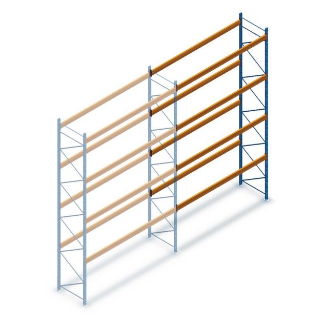 Gebruikte JH MPB palletstelling 6400x3600x1100 mm (hxbxd) 4 niveaus aanbouwsectie