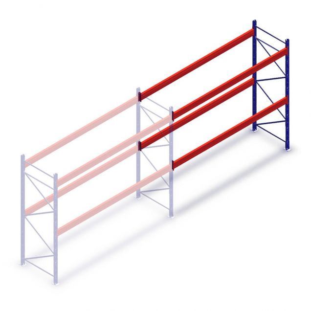 Gebruikte Stow palletstelling 2500x2700x900mm (hxbxd) 2 niveaus aanbouwsectie