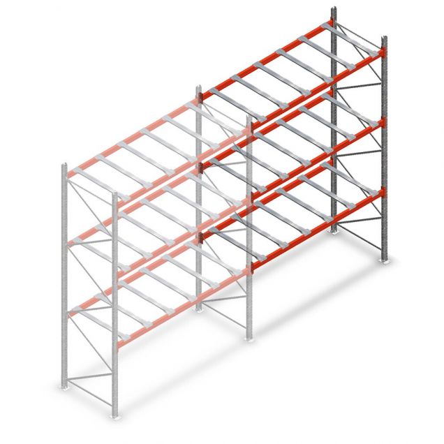Deels gebruikte AR T2 palletstelling 4000x2700x900 mm (hxbxd) 3 niveaus aanbouwsectie