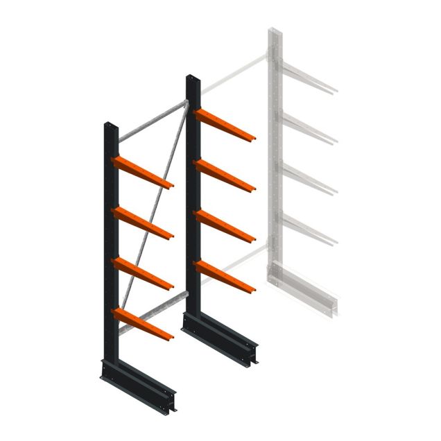 Lichte draagarmstelling BR enkelzijdig 2000x750x500 mm (hxbxd) 4 niveaus beginsectie