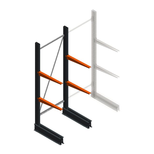 Lichte draagarmstelling BR enkelzijdig 2000x750x600 mm (hxbxd) 2 niveaus beginsectie