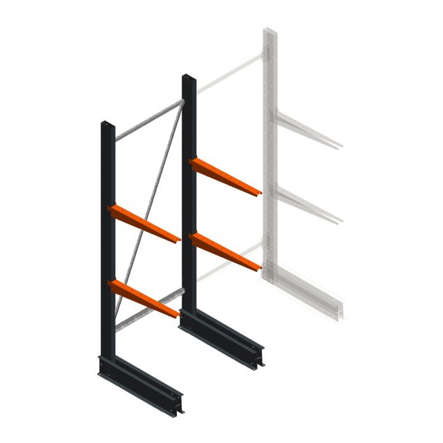 Lichte draagarmstelling BR enkelzijdig 2000x750x600 mm (hxbxd) 2 niveaus beginsectie