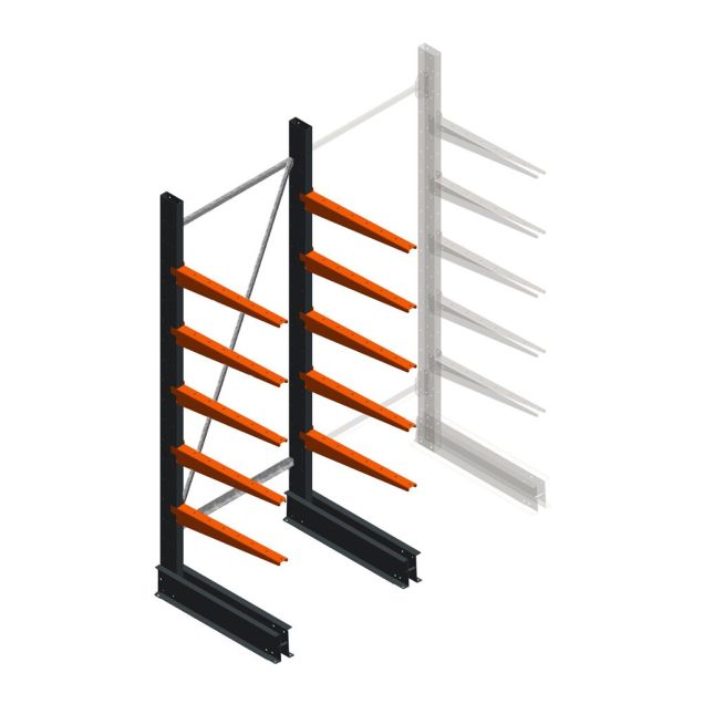 Lichte draagarmstelling BR enkelzijdig 2000x750x600 mm (hxbxd) 5 niveaus beginsectie