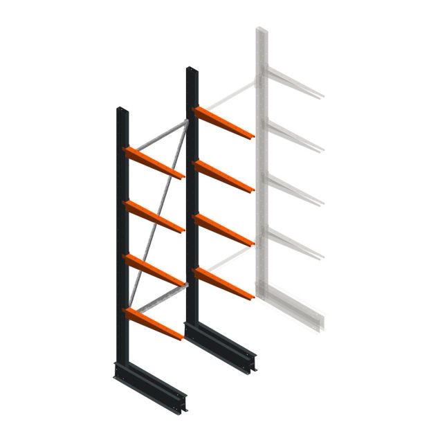 Lichte draagarmstelling BR enkelzijdig 2500x750x600 mm (hxbxd) 4 niveaus beginsectie
