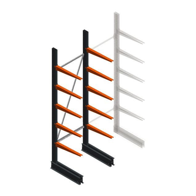 Lichte draagarmstelling BR enkelzijdig 2500x750x600 mm (hxbxd) 5 niveaus beginsectie