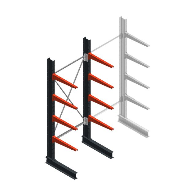 Medium draagarmstelling BR enkelzijdig 2500x1000x600mm (hxbxd) 4 niveaus beginsectie 425/arm