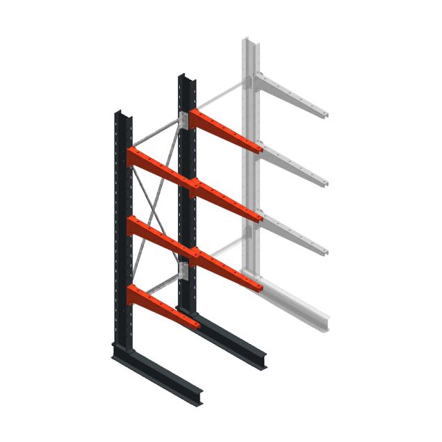 Medium draagarmstelling BR enkelzijdig 2500x750x800mm (hxbxd) 3 niveaus beginsectie 340/arm