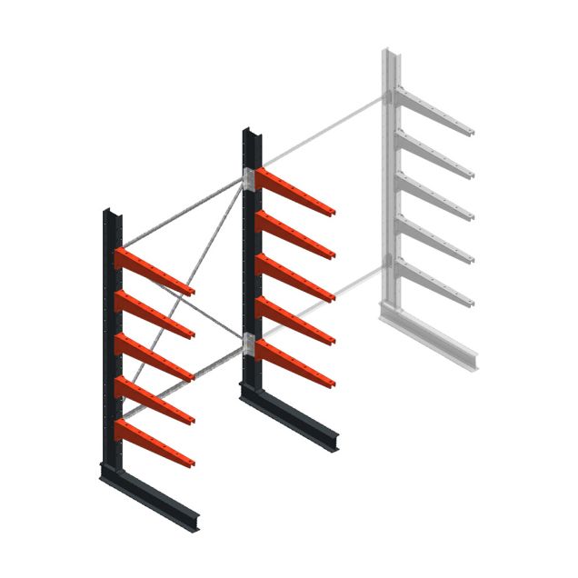 Medium draagarmstelling BR enkelzijdig 2500x1500x800mm (hxbxd) 5 niveaus beginsectie 340/arm