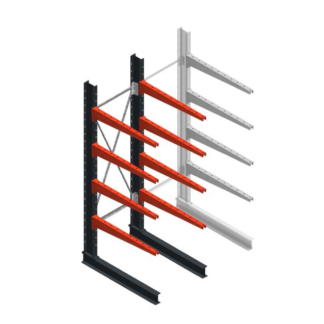 Medium draagarmstelling BR enkelzijdig 2500x750x1000mm (hxbxd) 4 niveaus beginsectie 175/arm